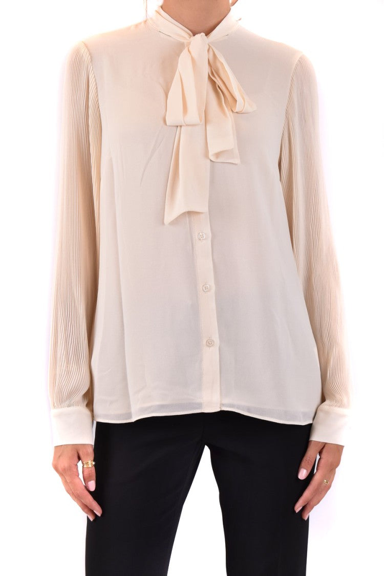Michael Kors Pleasing Bow Tie Blouse With Pleated Sleeves