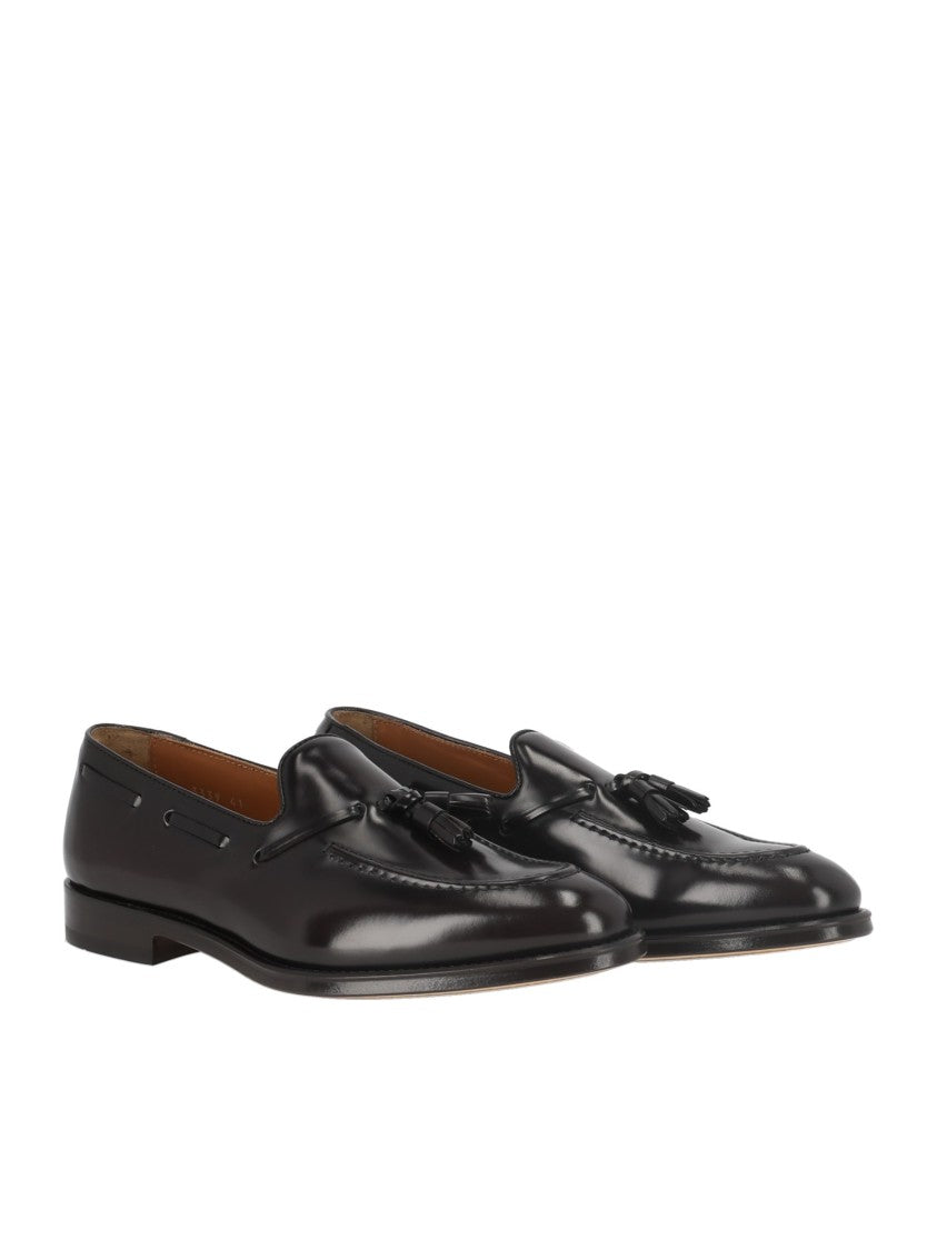 Doucal's Ebony Brown Adler Horsehair Tassel Loafers