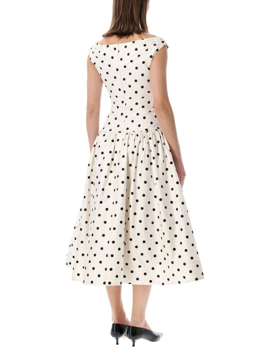 Self-Portrait Cream Polka Dot Midi Dress