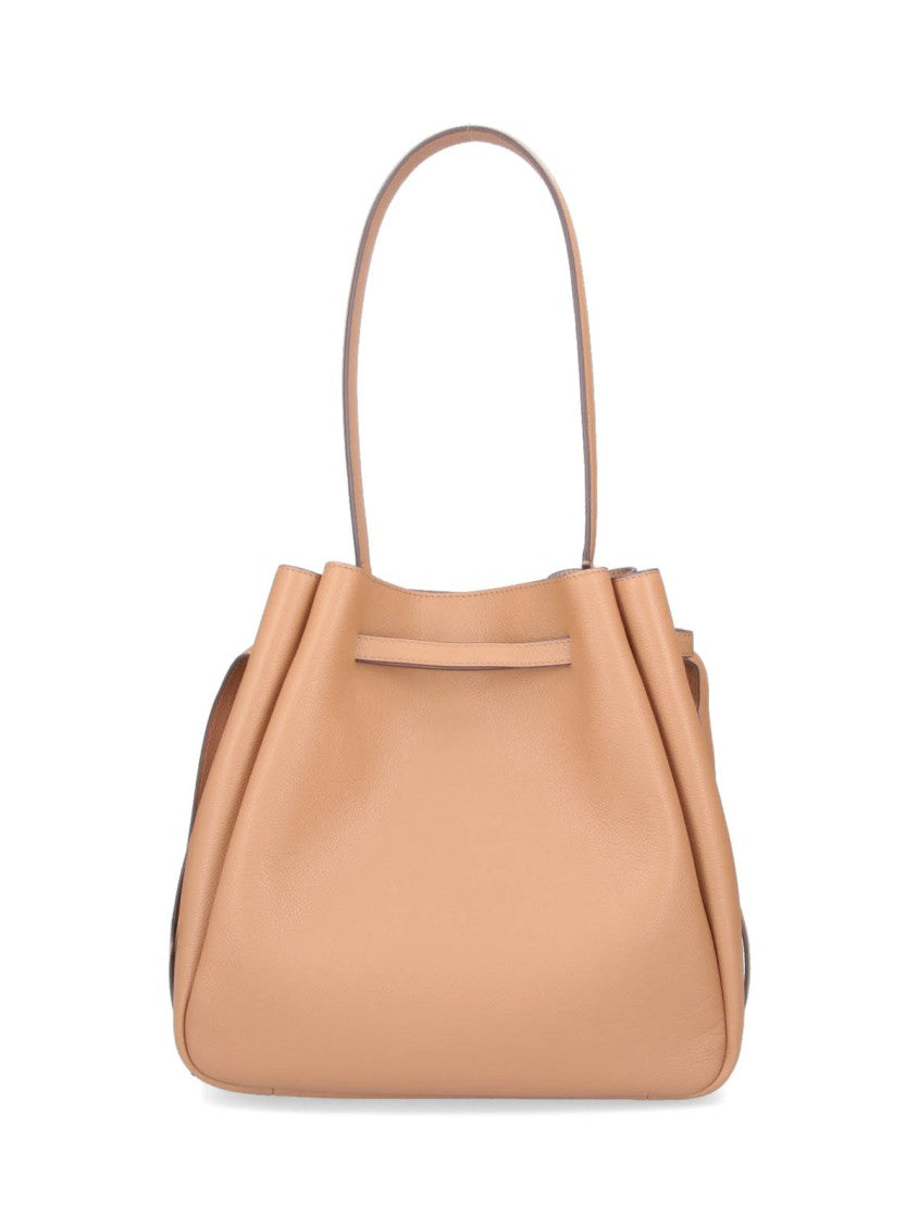 Tory Burch Beige Romy Large Leather Bucket Bag