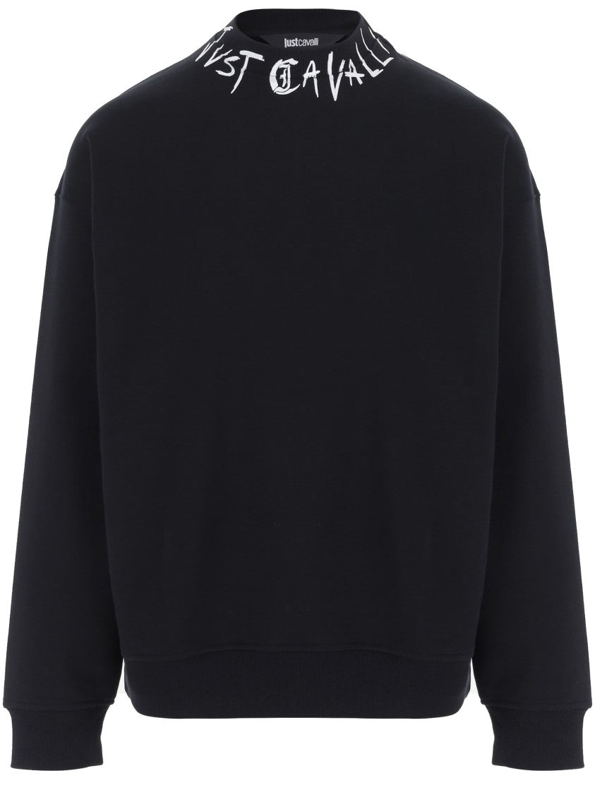 Just Cavalli Crew Neck Cotton Sweatshirt With Logo Print