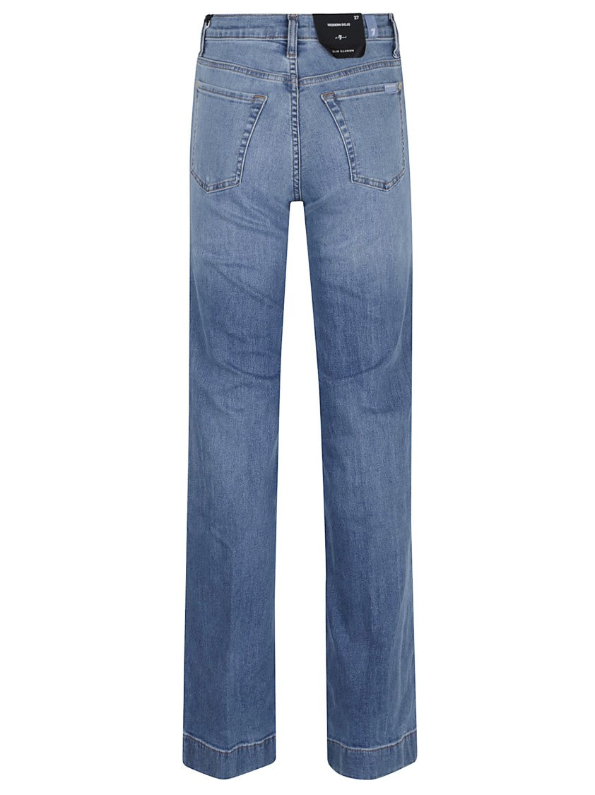 7 For All Mankind High-Waisted Wide-Flared Jeans With Subtle Whiskering