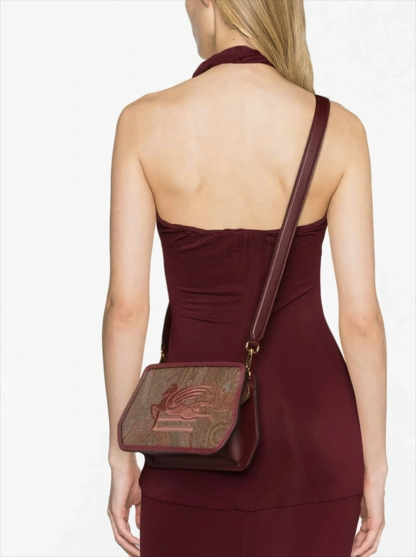 Etro Textured Burgundy Paisley Crossbody Bag