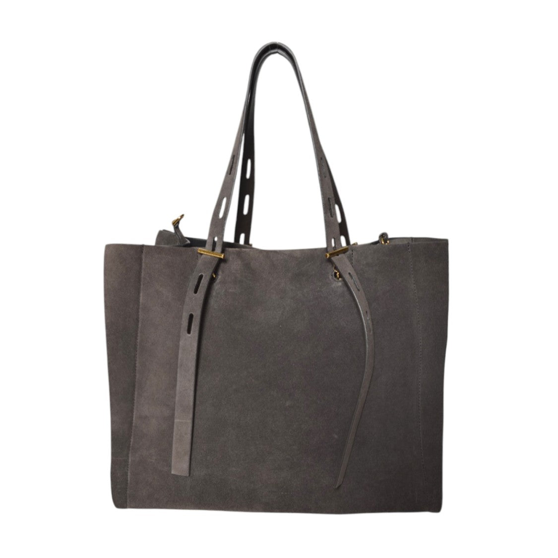 Mino Bossi Spacious Grey Suede Tote Bag With Adjustable Straps