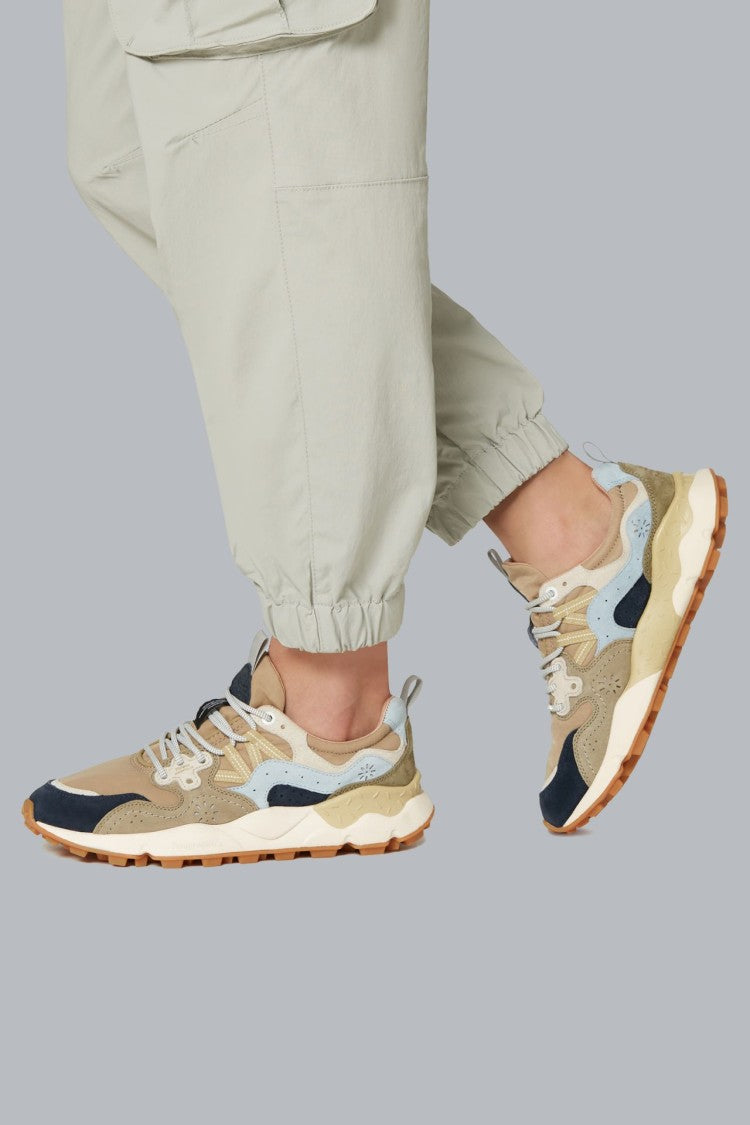 Flower Mountain Layered Sneakers With Textured Sole And Perforated Upper
