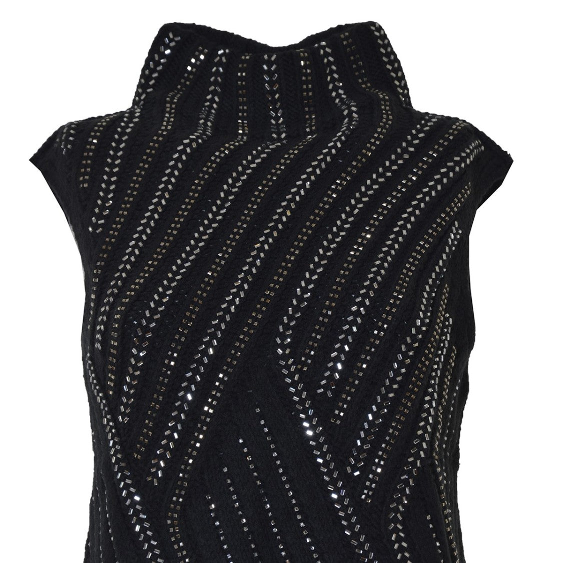 Ermanno Scervino Black Virgin Wool Vest With Crystals