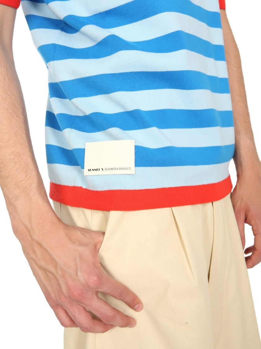 Sunnei X Eleonora Bonucci Horizontal Striped Knitted Polo