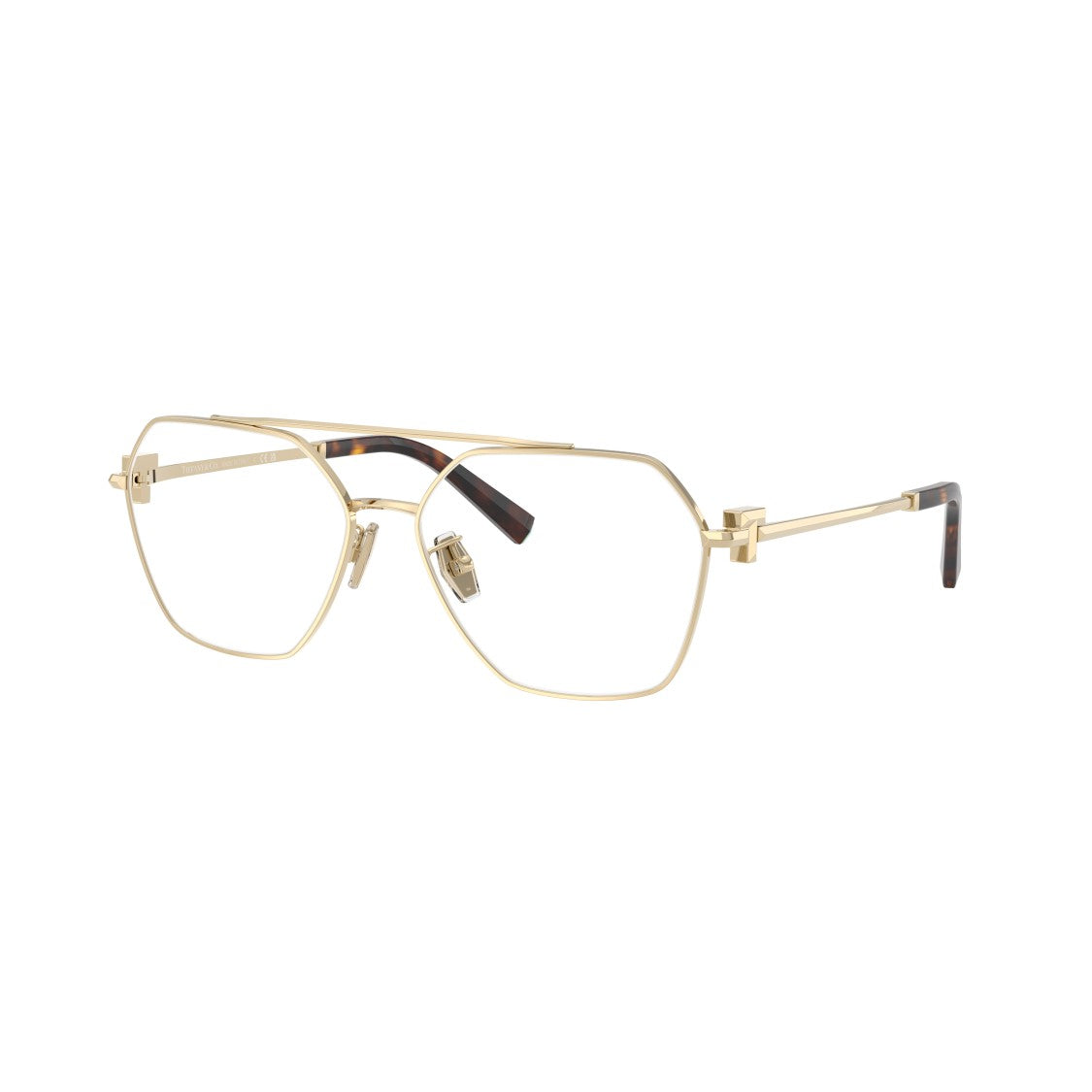 Tiffany & Co. Geometric Metal Sunglasses With Tortoiseshell Tips