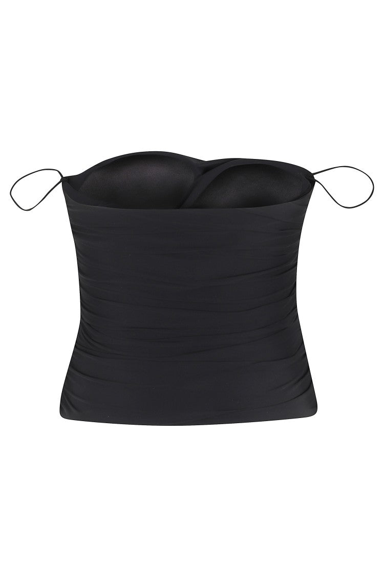 Amazuin Rosie Draped Black Bustier With Structured Cups