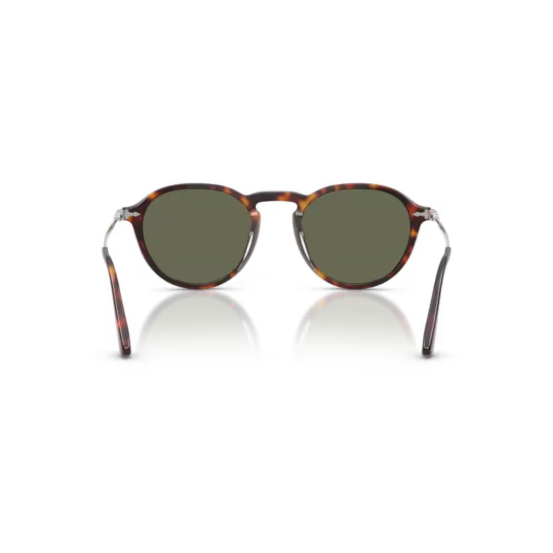 Persol 0Po3383s Round Tortoiseshell Acetate Sunglasses With Metallic Temples