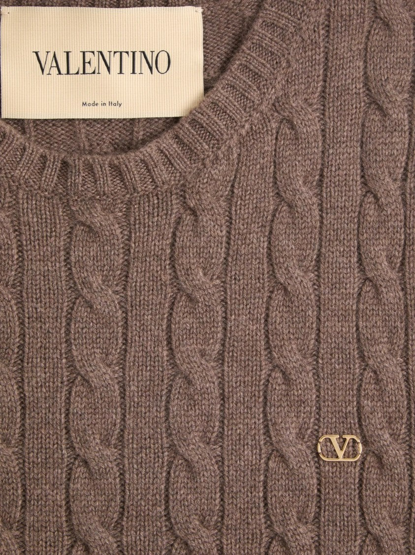 Valentino Finely Knitted Cashmere Sweater With Classic Cable Knit