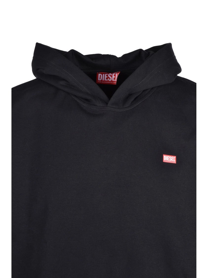 Diesel Hooded Black Sweatshirt With Bold Gradient Detailing