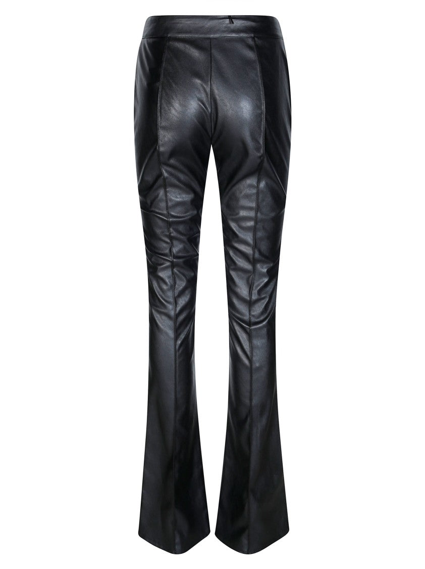 Elisabetta Franchi Black Faux-Leather Flared Pants