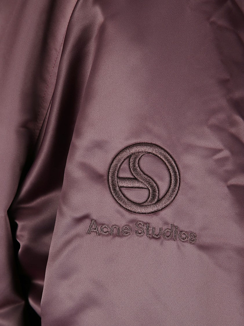 Acne Studios Burgundy Satin Bomber Jacket