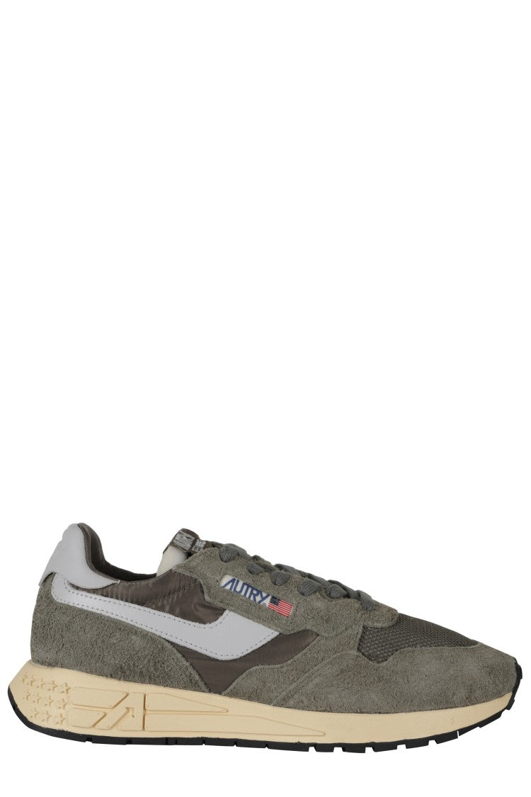 Autry Olive Green Reelwind Low Leather Accents Nylon Sneakers