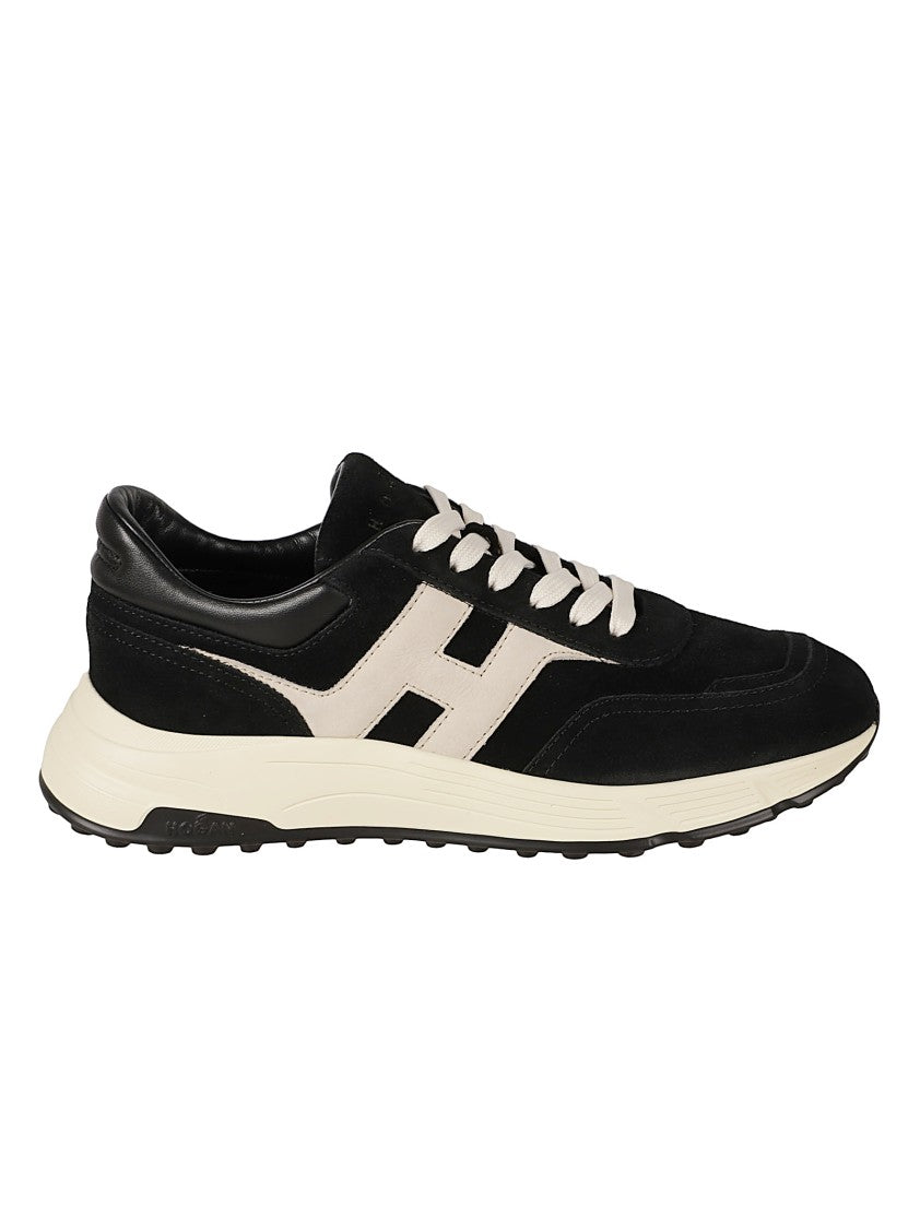 Hogan Black Suede And Leather Sneakers With Iconic 'H' Logo