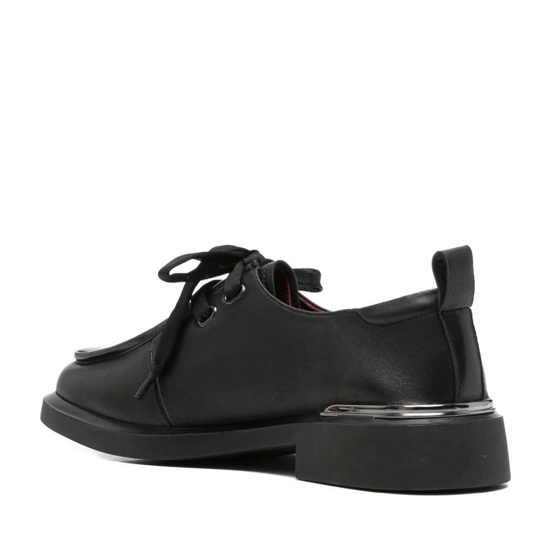 Linda Baumann Black Modern Metallic Detail Closed-Toe Leather Flats