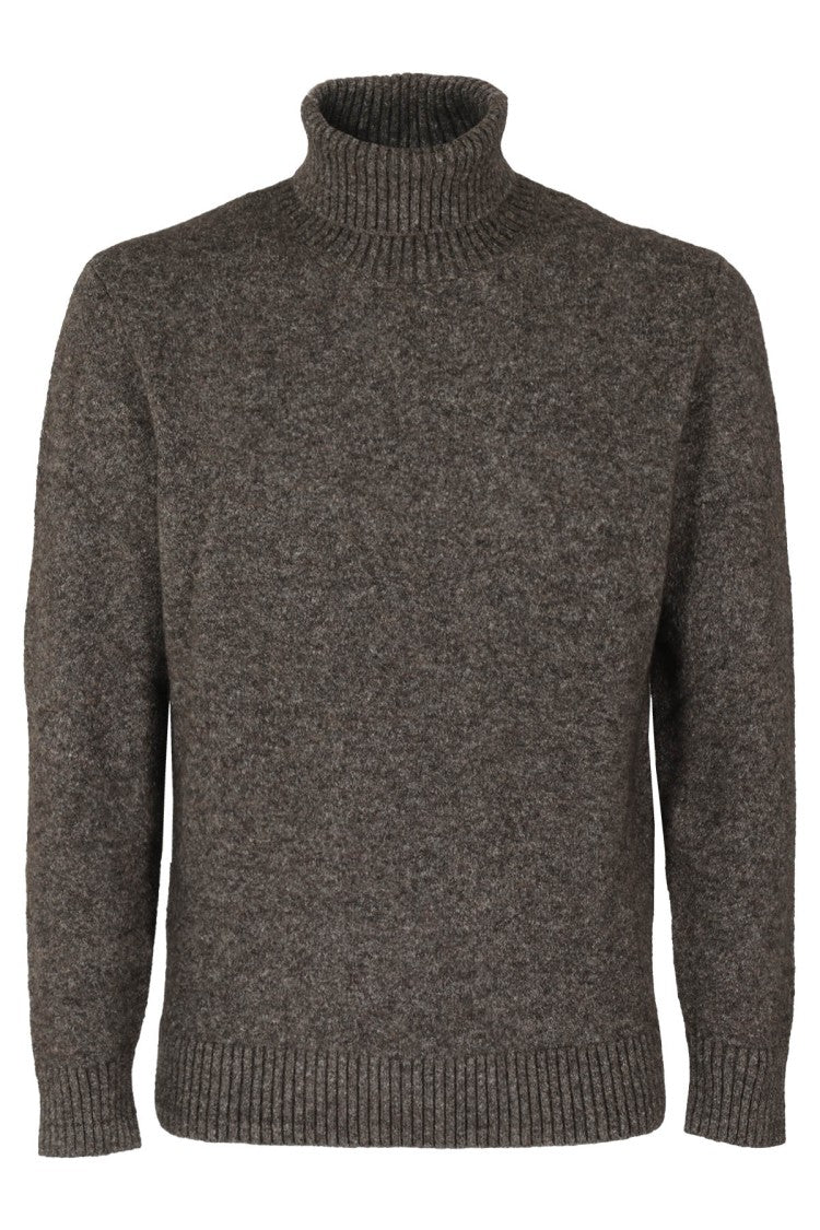 Kangra High Collar Knit Pullover With Ribbed Detailing