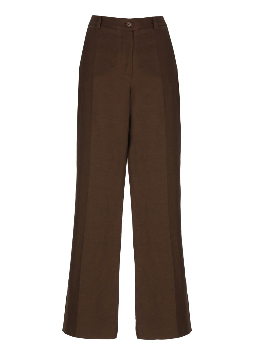 Parosh Brown Raisa26 Linen-Blend Chino Pants