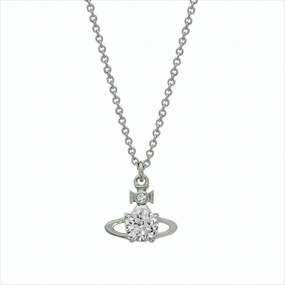 Vivienne Westwood Stylized Planet Pendant Necklace With Cubic Zirconia
