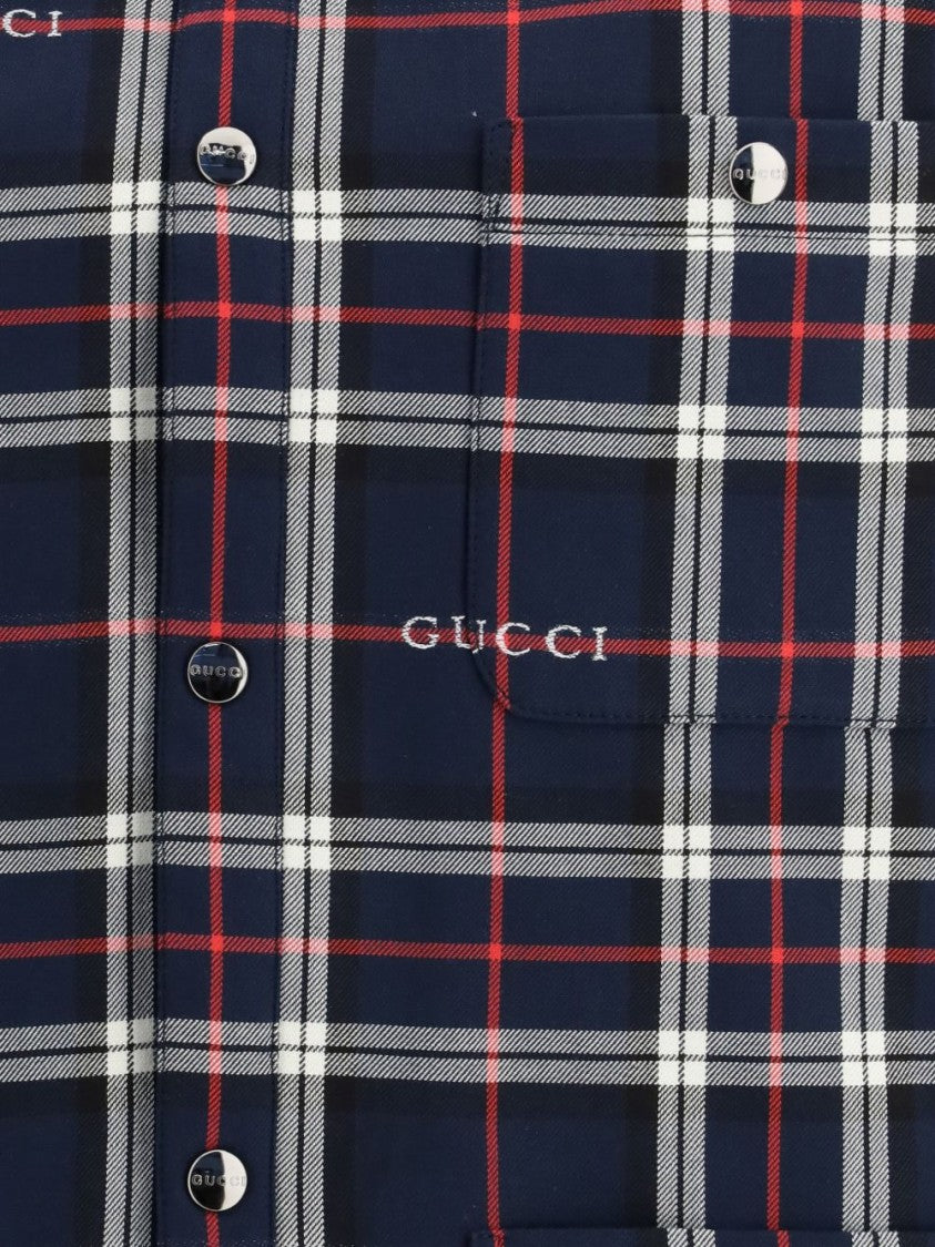 Gucci Classic Plaid Button-Up Jacket With Metallic Accents