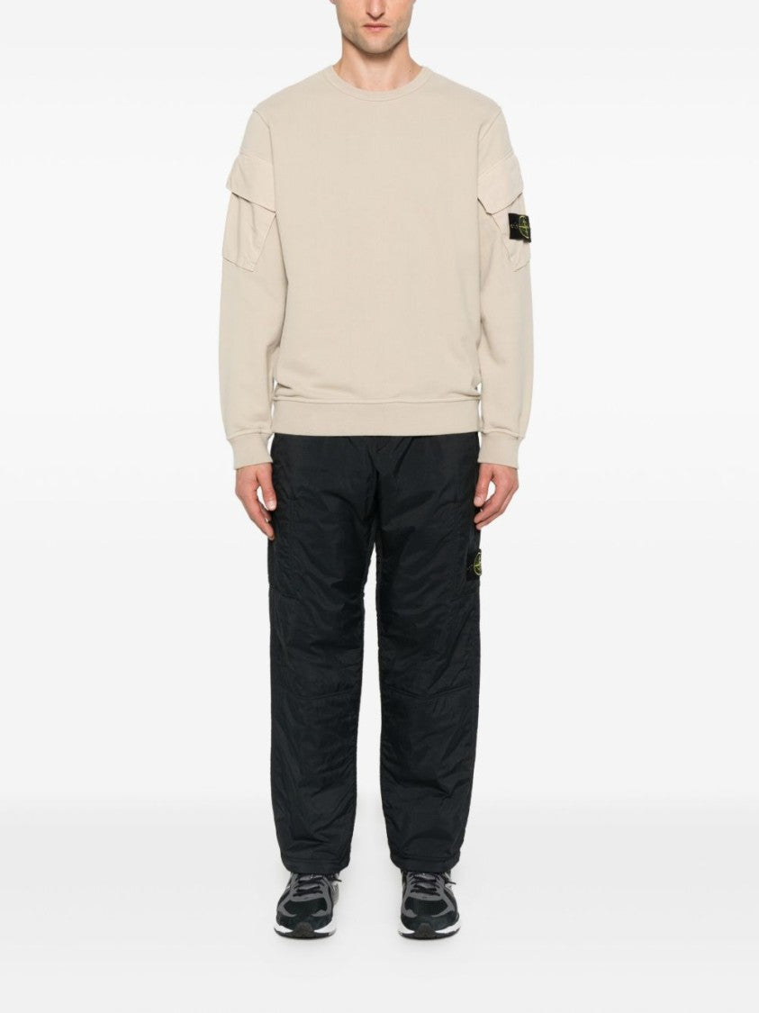 Stone Island Relaxed Fit Beige Sweatshirt With Flap Pockets
