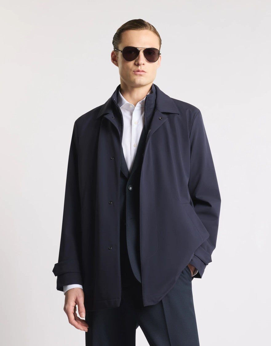 Fay Navy Blue Versatile Jacket With Minimalist Design