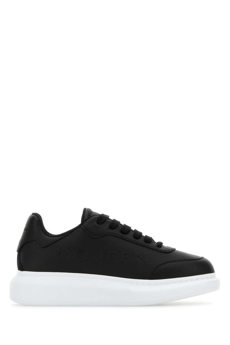 Alexander Mcqueen Black Leather Sneakers With Black Leather Heel