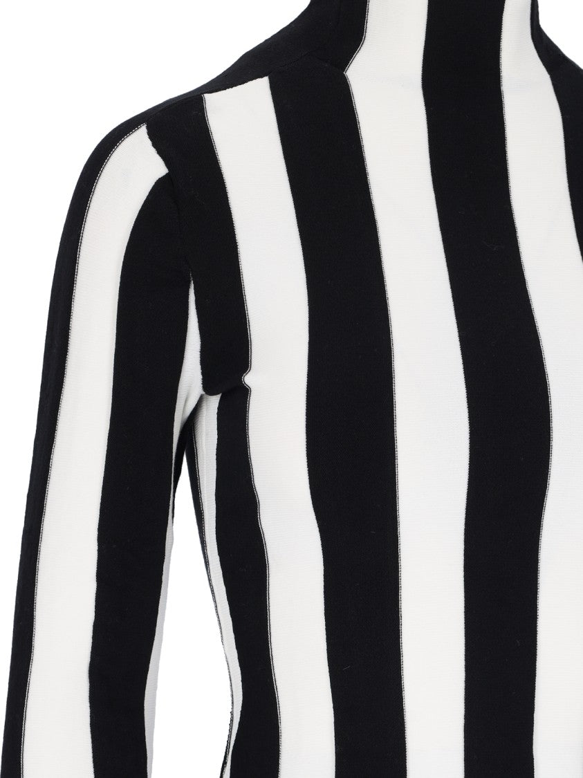 Interior Vertical Stripe Cotton Blend Top