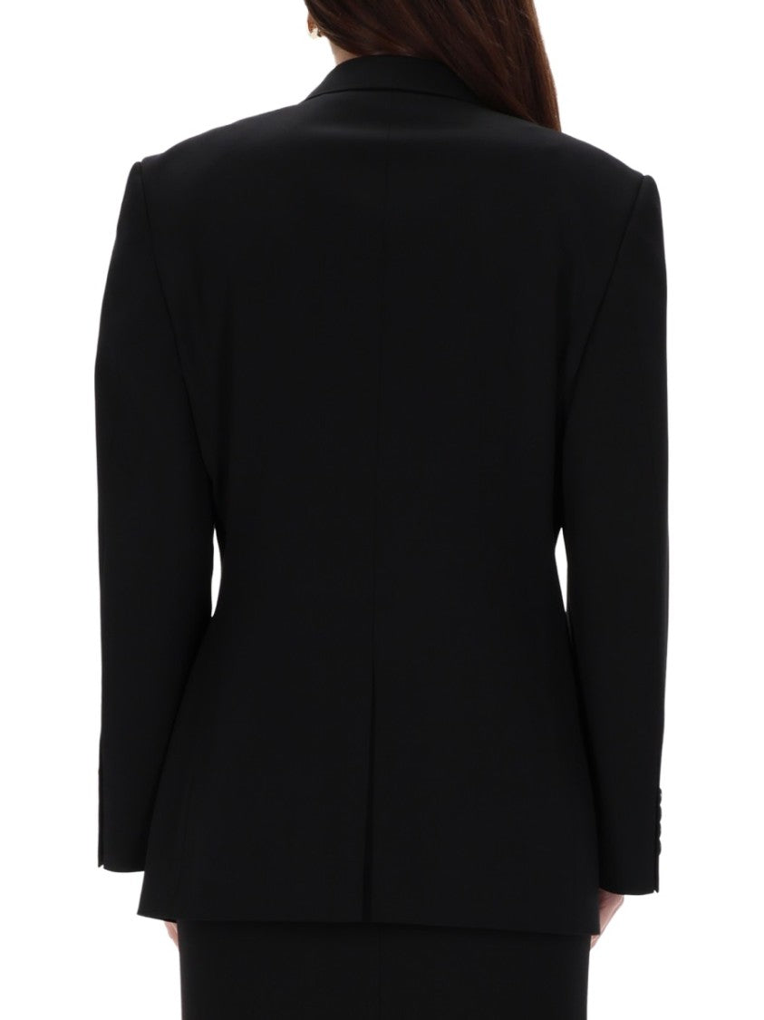 Balenciaga Structured Wool Tailored Blazer With Notched Lapel