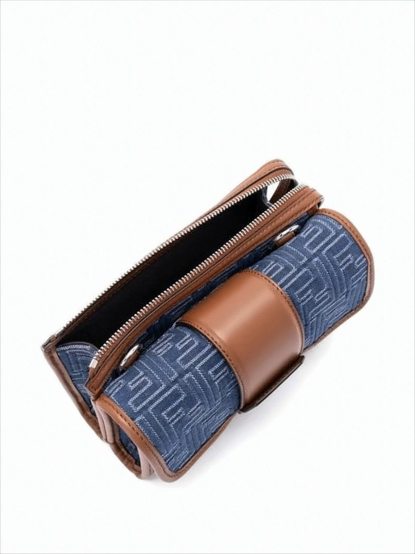 Fendi Structured Blue Calf Leather Crossbody Bag