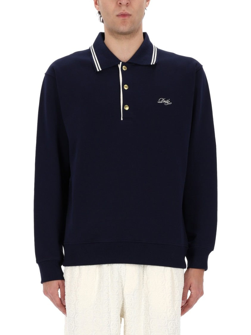 Drôle De Monsieur Sweatshirt White Stripe Cuffs Polo Shirt