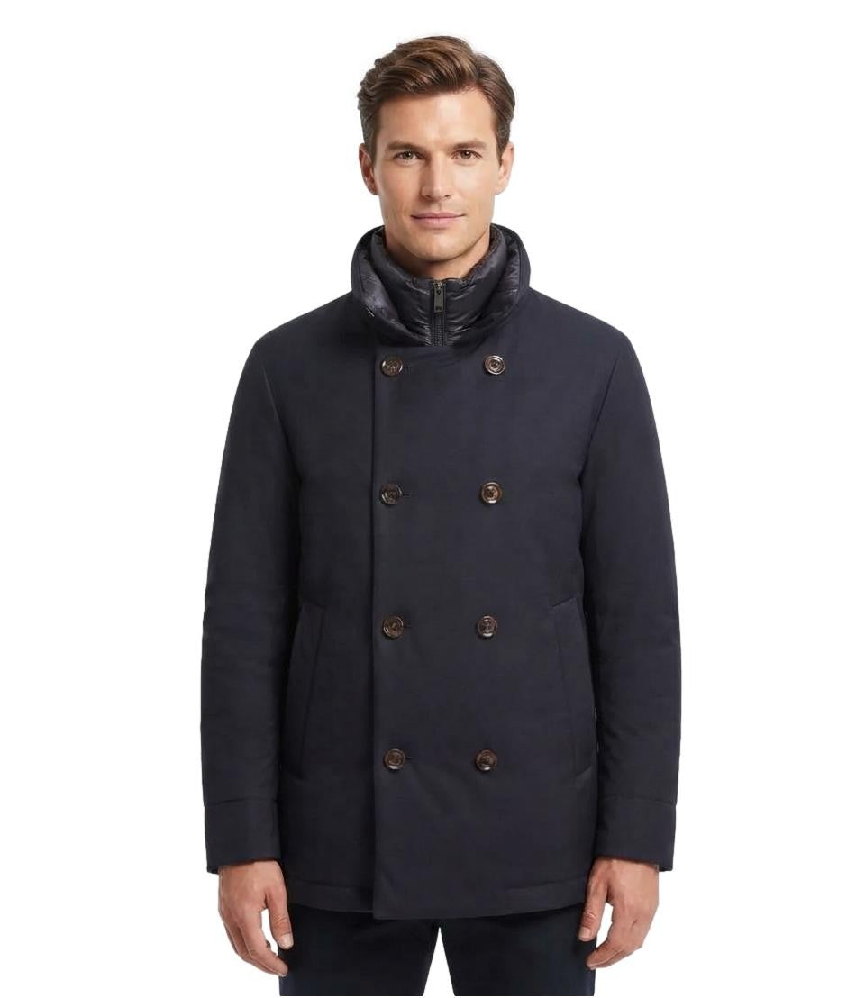 Montecore Double-Breasted High Stand Collar Inner Zip Coat