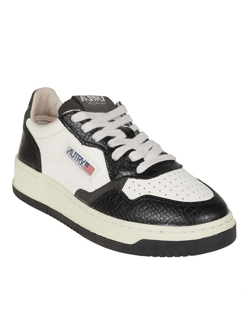 Autry Medalist Low Crocodile-Embossed Cow Leather Sneakers