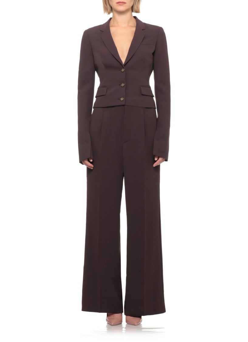 The Andamane Purple Classic Lapel Crepe Blazer