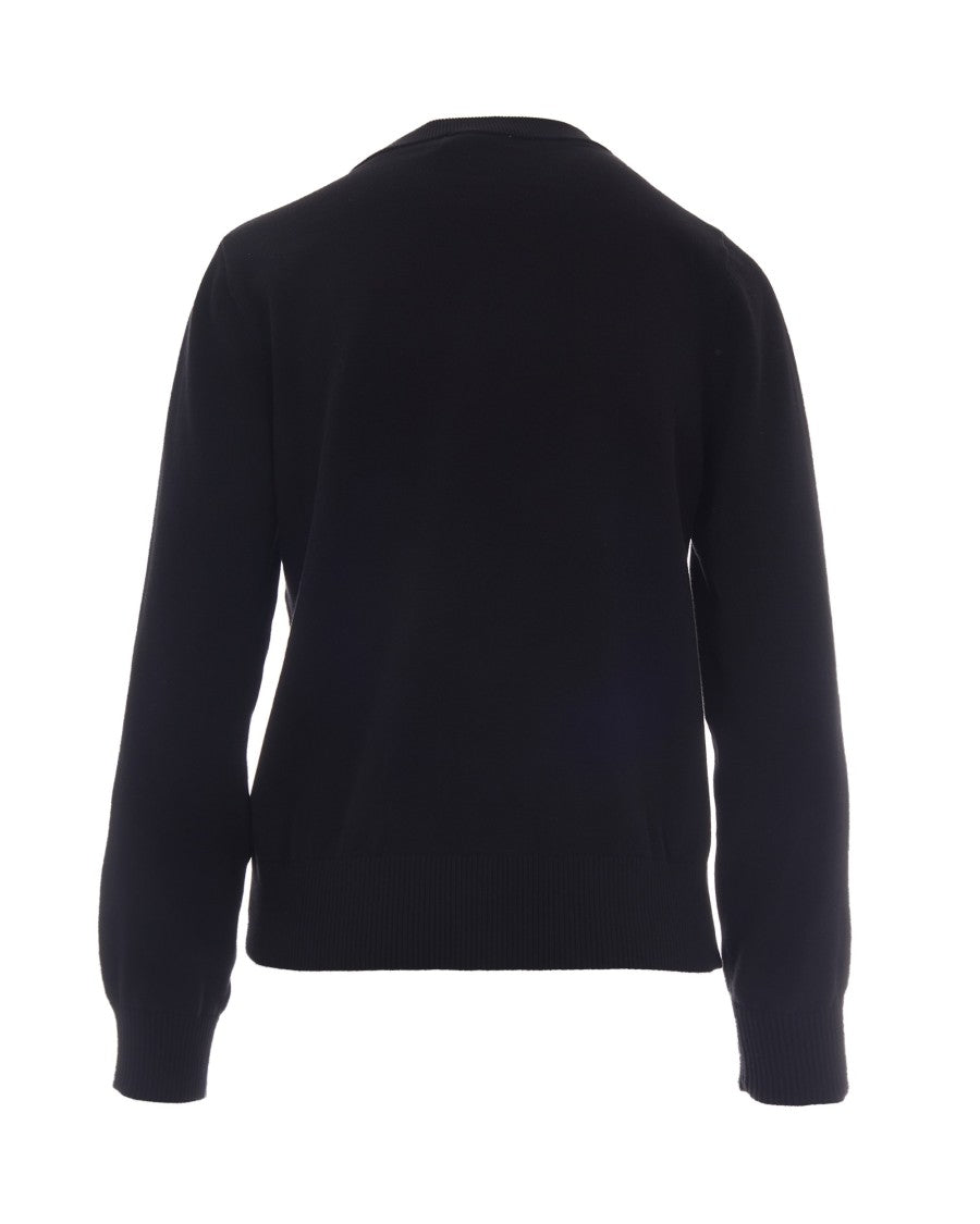 Ganni Round Neck Knit Sweater With Graphic Print