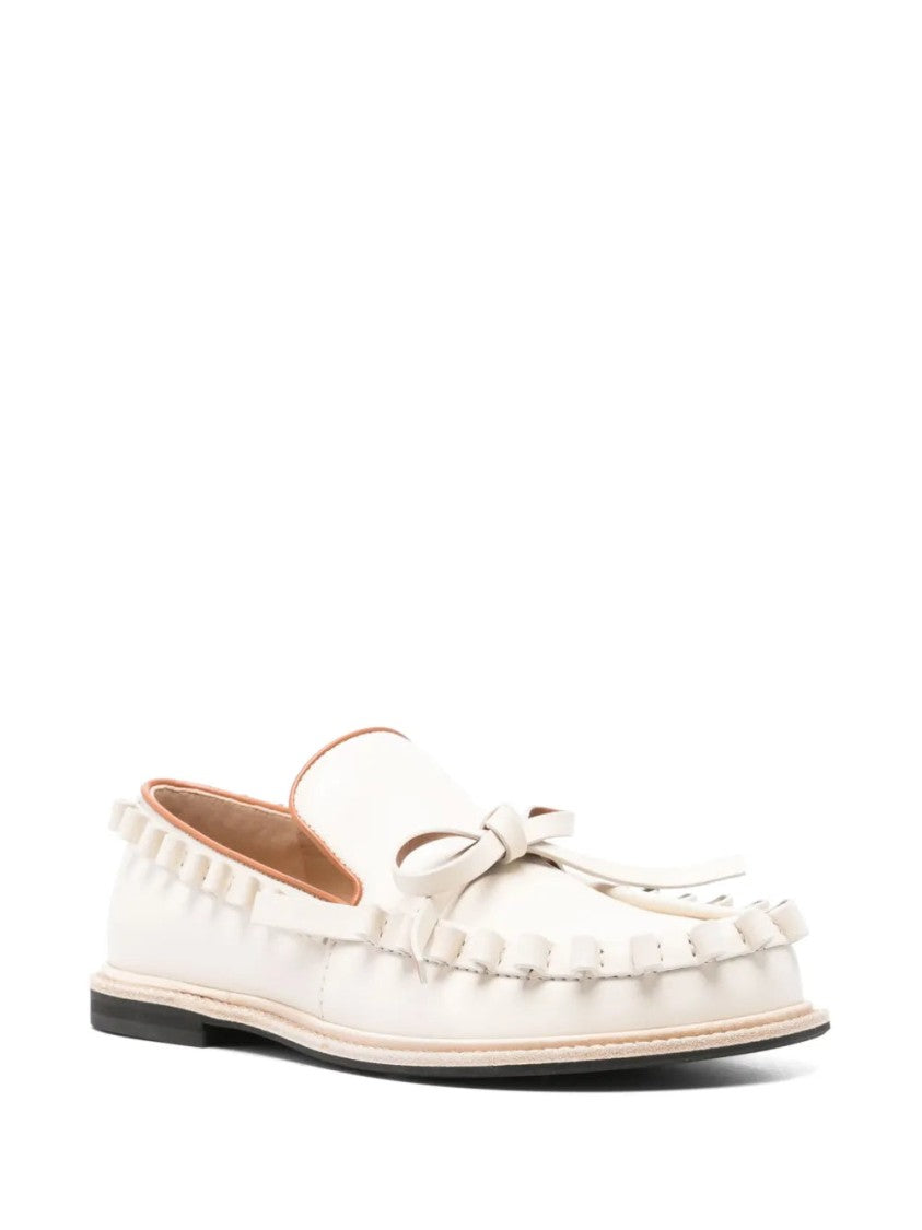 J. W. Anderson Ecru Bow-Detail Leather Loafers