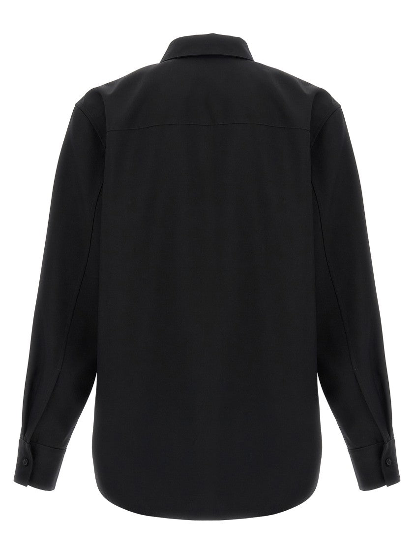 Jil Sander Structured Black Wool Shirt With Button Closure