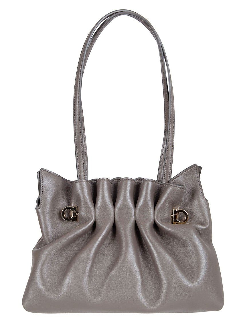 Ferragamo Soft Lambskin Bag With Iconic Gancio Accents