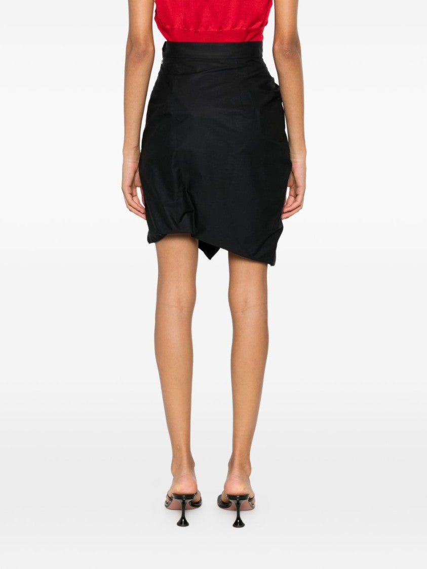 Vivienne Westwood Black Gathered Asymmetrical Mini Skirt