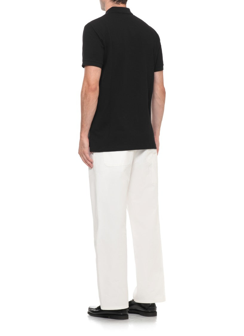 Moschino Black Classic Collar Patches Cotton Polo Shirt