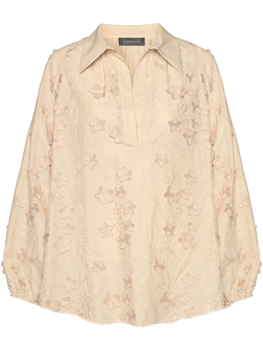 Elena Miro` Kimono Floral Appliqué V-Neck Blouse