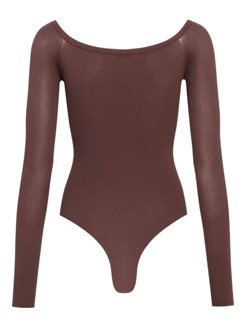 Alaïa Off-The-Shoulder Brown Bodysuit