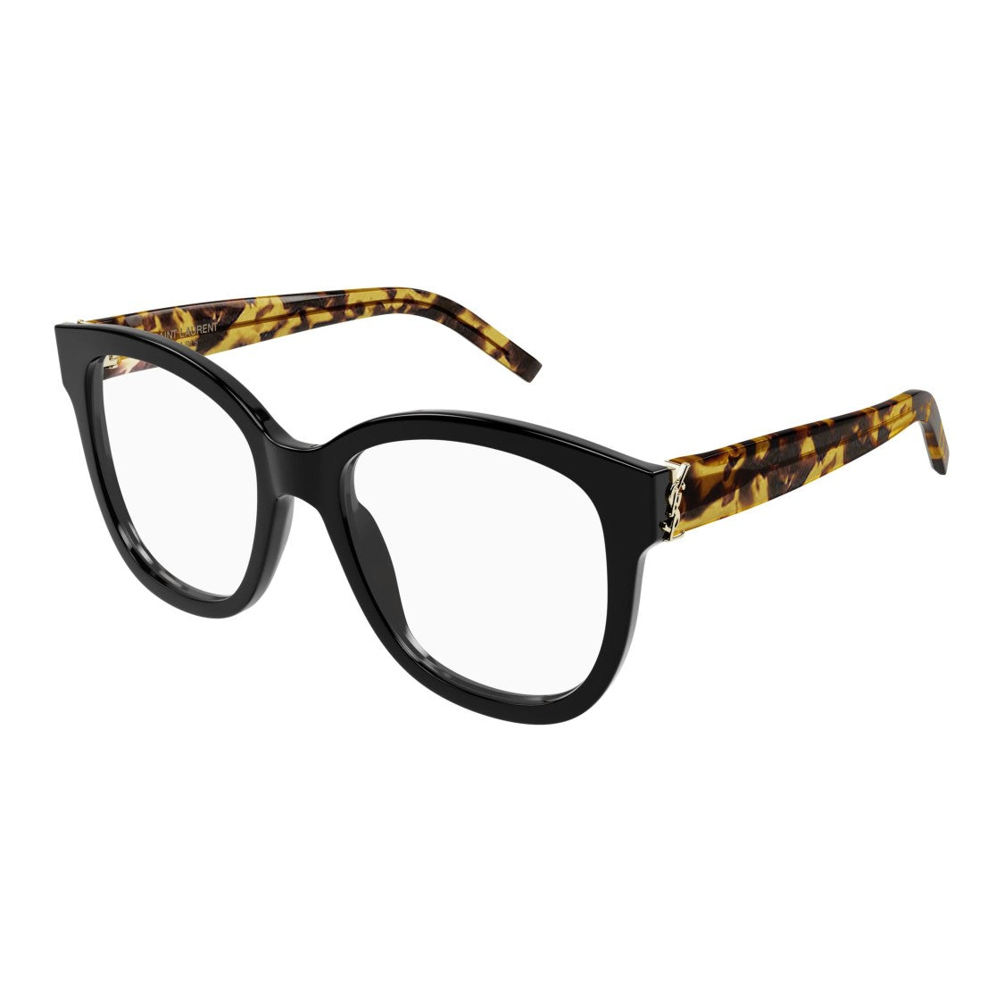 Saint Laurent Oversized Square Sunglasses With Tortoiseshell Temples And Gold Accent