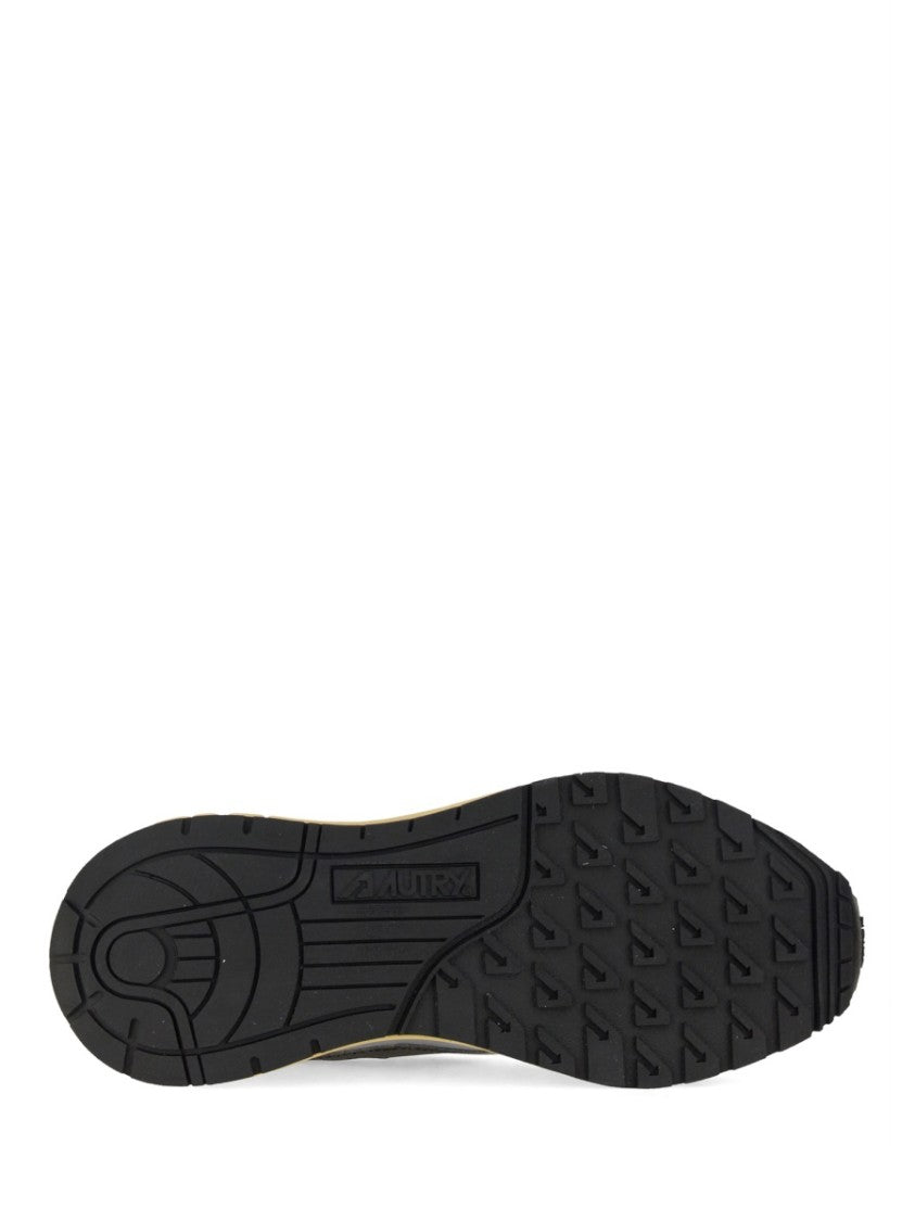 Autry Layered Nylon And Cow Leather Sneaker With Textured Sole