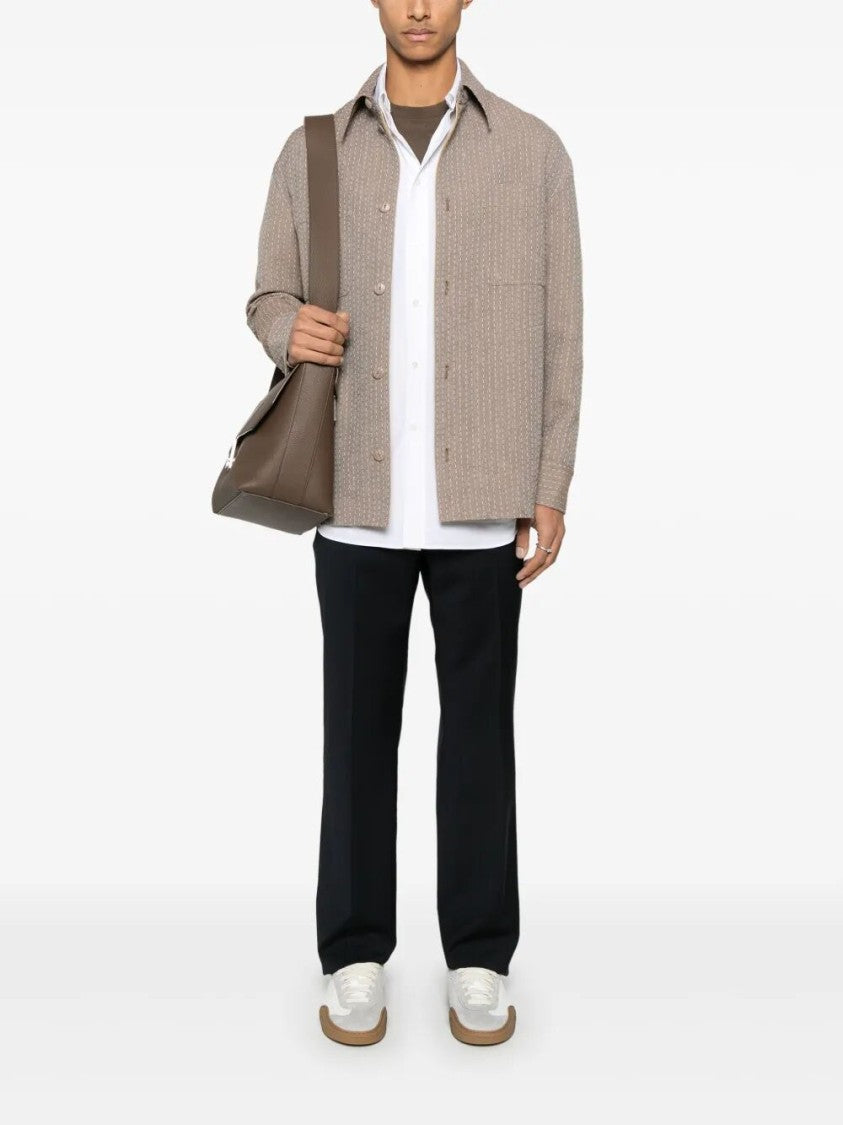 Fendi Long-Sleeve White Shirt With Button-Down Collar