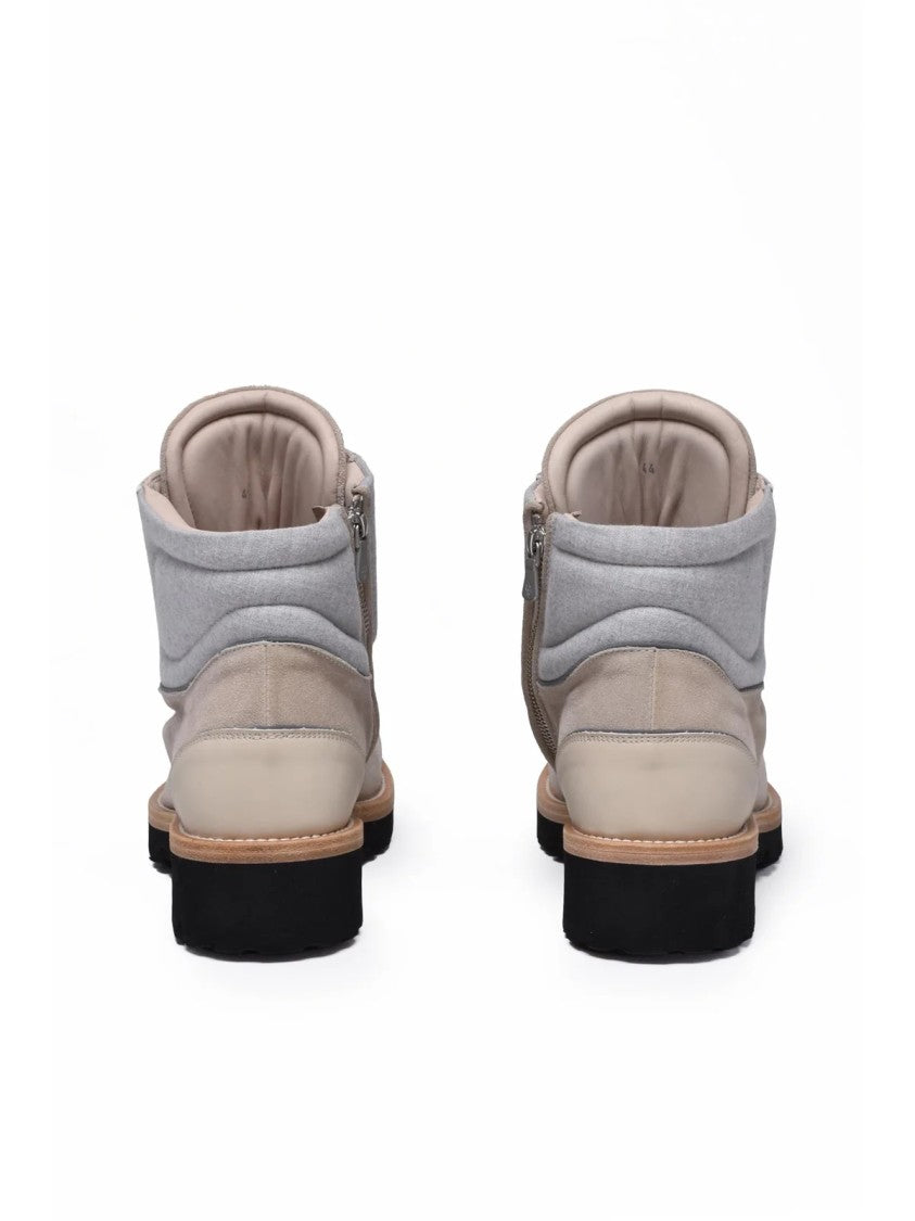 Eleventy Beige Side Zipper Suede Hiking Boots
