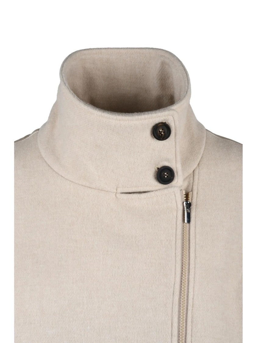 Peserico Easy Beige Wool-Blend Double-Breasted Coat