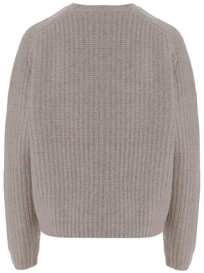Arch4 Ribbed Knit Cashmere Sweater With Crew Neck And Long Sleeves