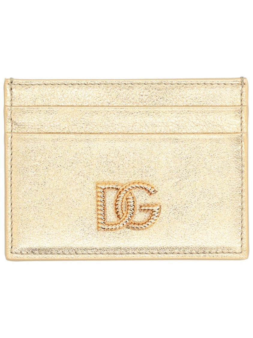 Dolce & Gabbana Smooth Metallic Finish Multiple Slots Leather Wallet